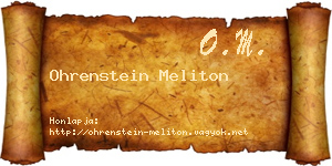 Ohrenstein Meliton névjegykártya